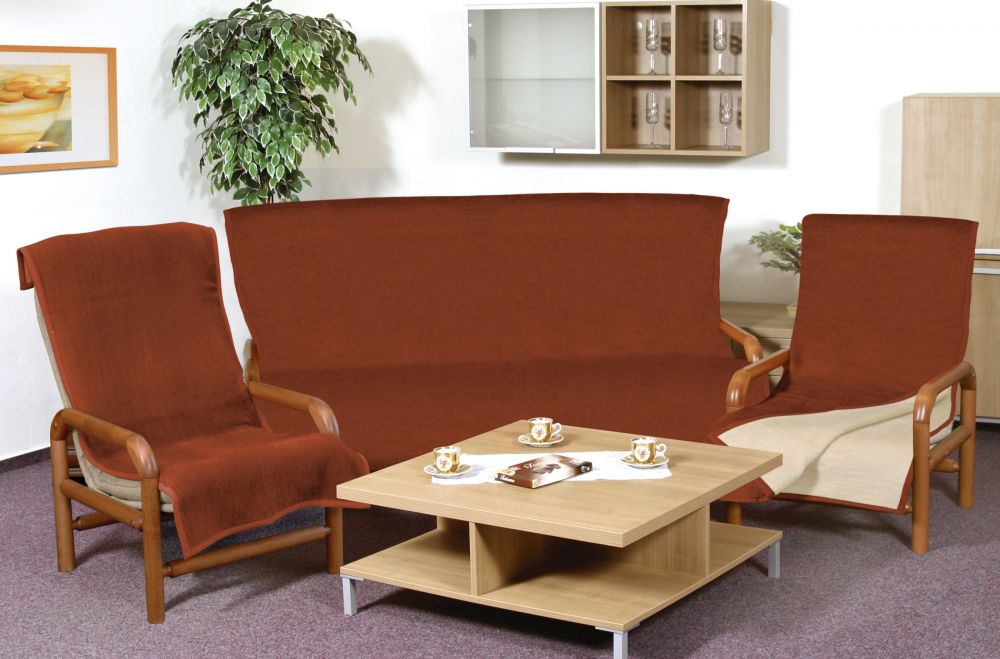 Bellatex Přehoz jednobarevný na sedací soupravu 3+1+1 sv.béžová/terra