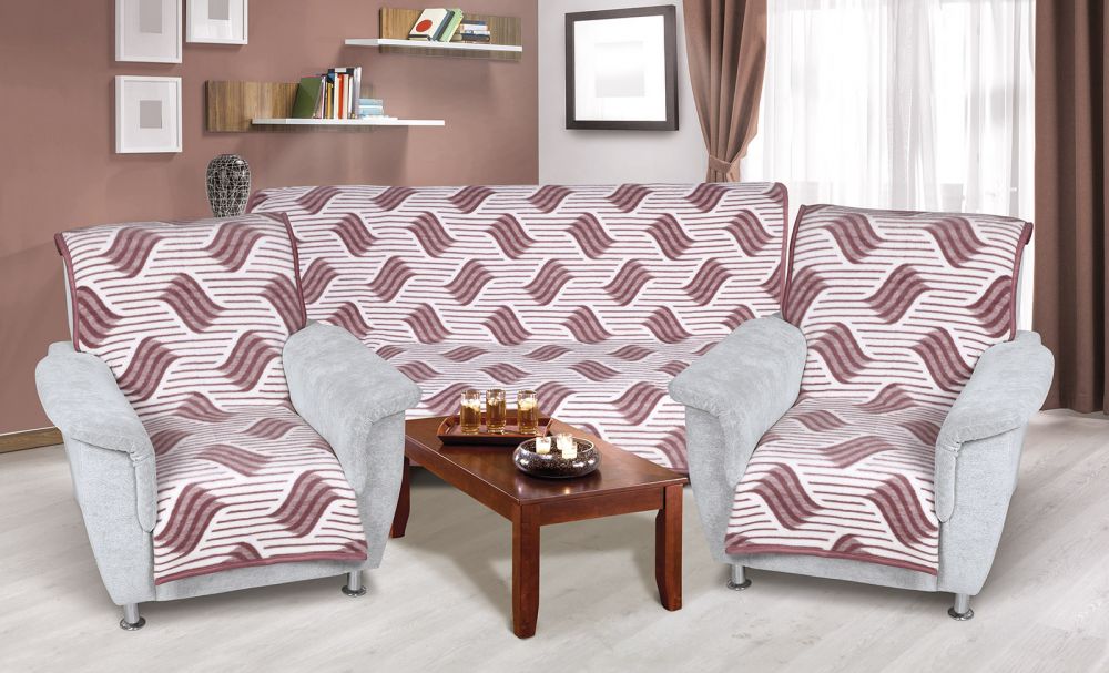 Bellatex Přehoz vzorovaný na sedací soupravu 3+1+1 vlnka burgundy