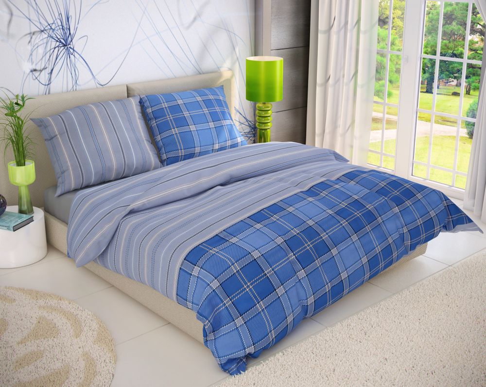 Kvalitex Klasické ložní bavlněné povlečení DELUX 140x200, 70x90cm CAMPUS modrý