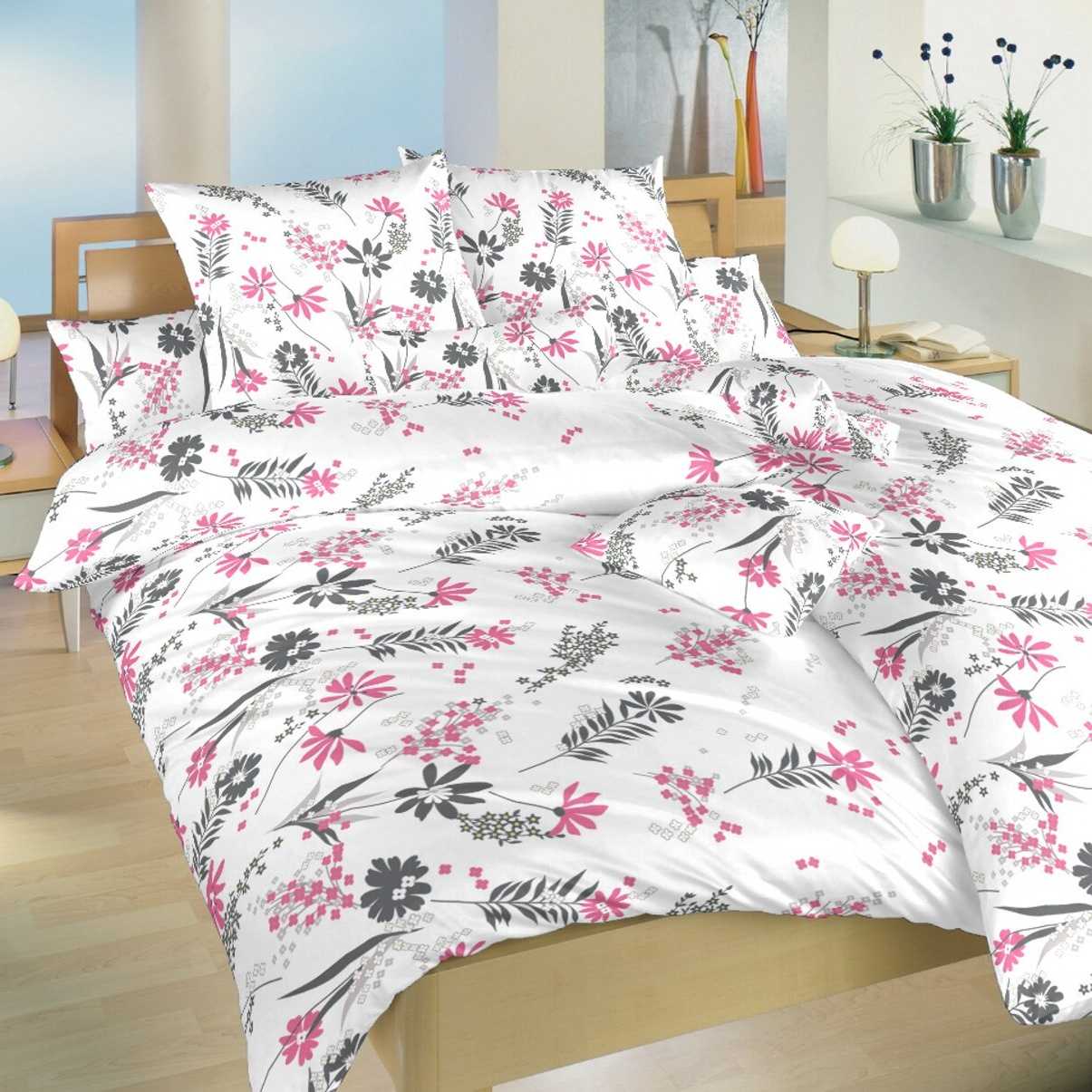 Dadka Povlečení bavlna Agáta růžová na bílém Varianta: Povlečení bavlna Agáta růžová na bílém 140x200, 70x90 cm