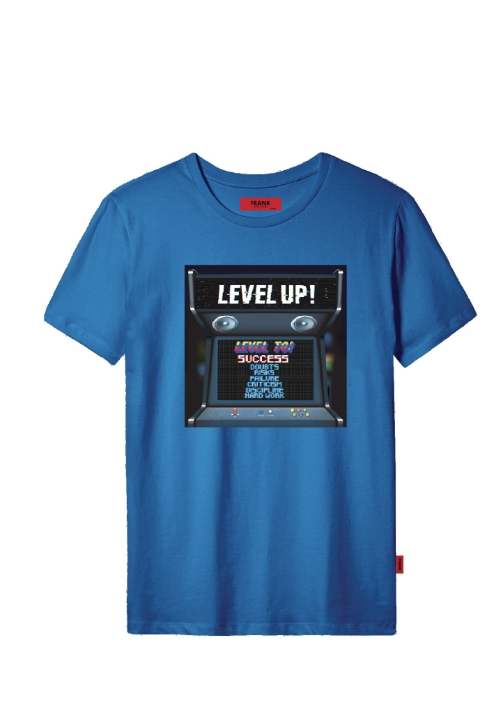 Pánské tričko John Frank JFTCOOL30 LEVEL UP Barva: Modrá, Velikost: L