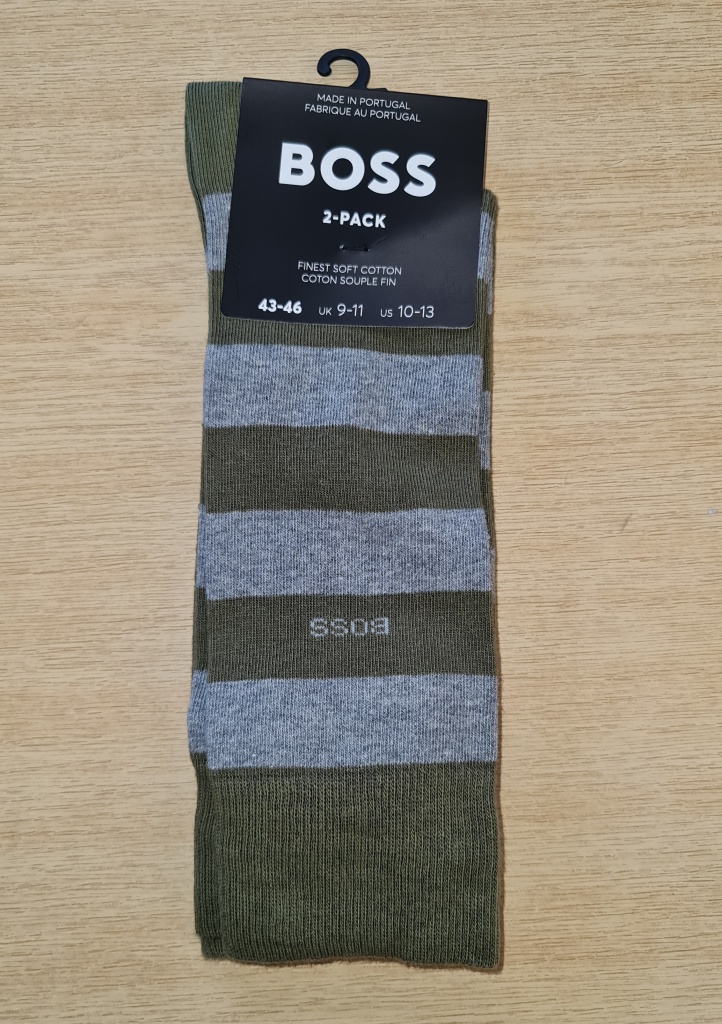PÁNSKÉ PONOŽKY BOSS 50467712 2PACK Barva: Zelená, Velikost: 43/46