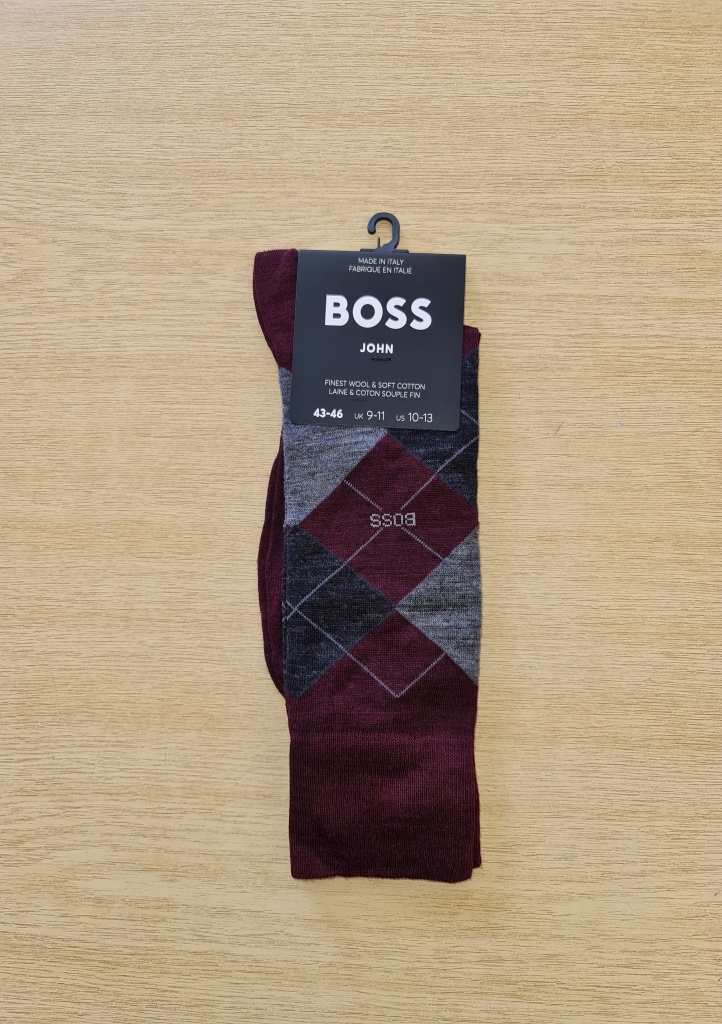 PÁNSKÉ PONOŽKY BOSS 50478362 Barva: Bordó, Velikost: 43/46