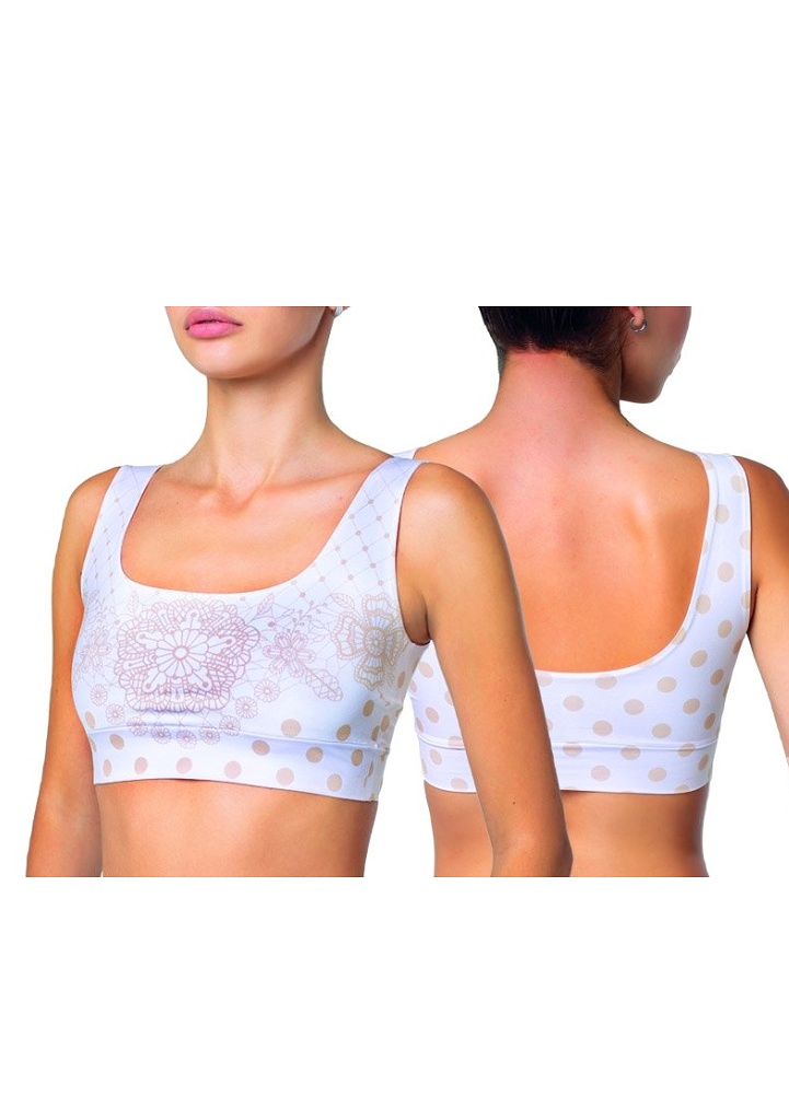Dámský Crop Top Meméme Polka Dot Chamomile Barva: Bílá, Velikost: L