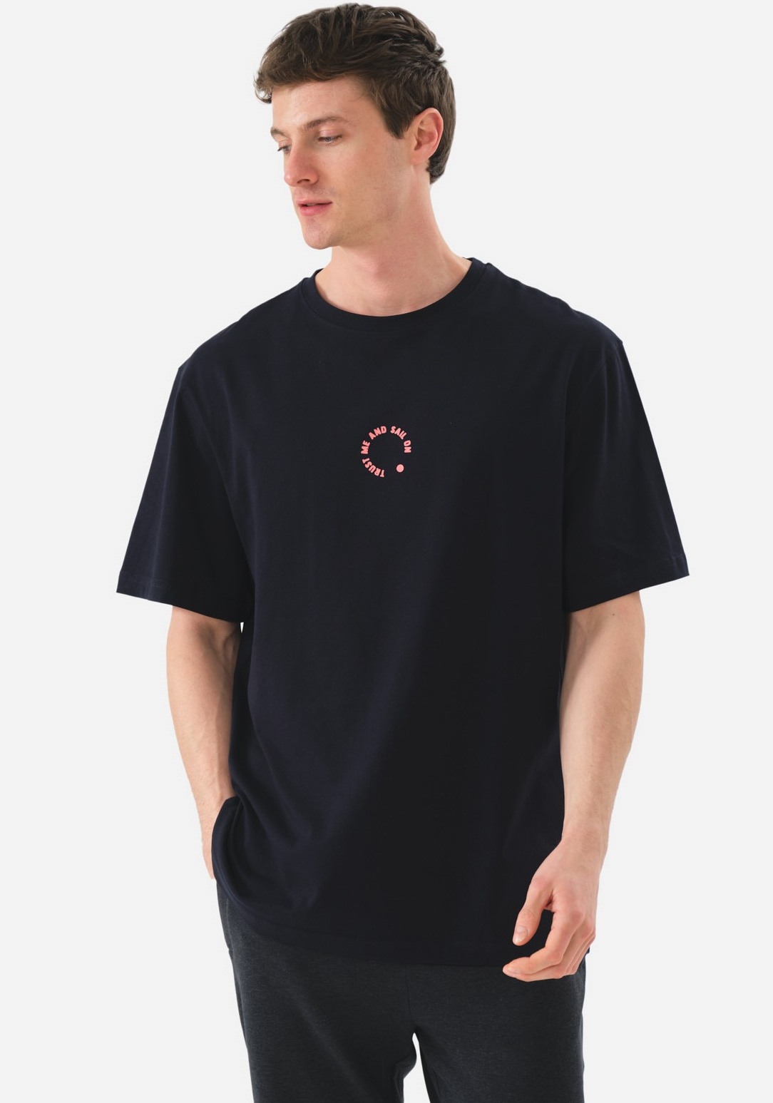 Pánské tričko John Frank JFTOOB25 Barva: Modrá - tmavě, Velikost: L