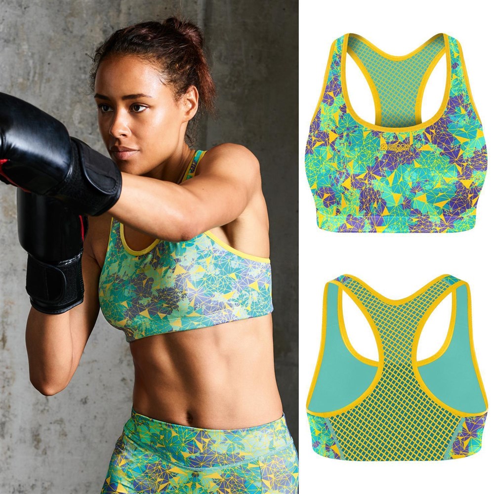 Sportovní podprsenka SHOCK ABSORBER ACTIVE CROP TOP Geometric Barva: Modrá, Velikost: S