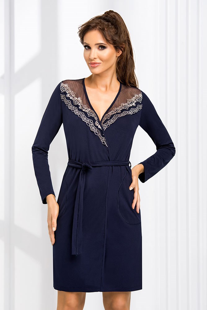 Dámský župan Donna Jasmine dark blue Barva: Modrá - tmavě, Velikost: XL