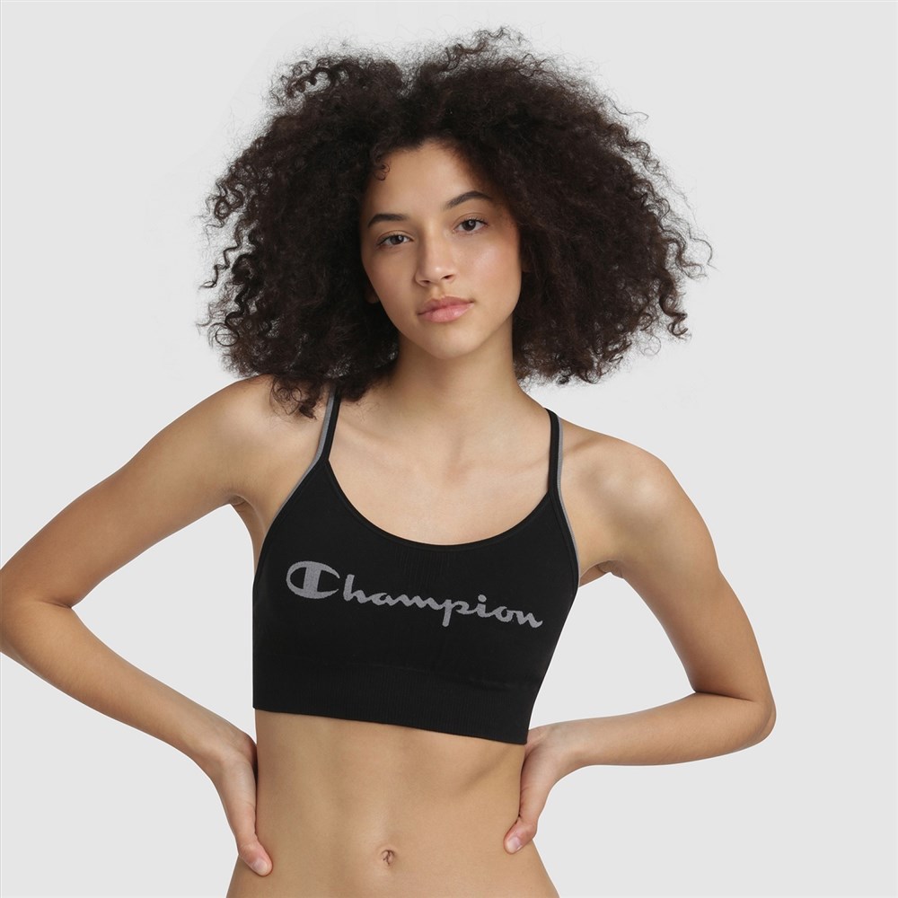 Sportovní podprsenka CHAMPION CROP TOP SEAMLESS FASHION Barva: Černá, Velikost: XL