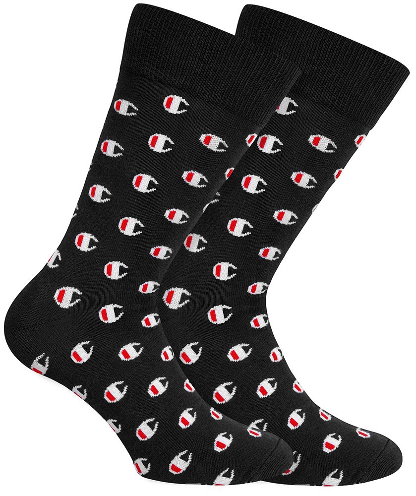 Ponožky CHAMPION CREW SOCKS ALLOVER C FASHION 2kusy černé Barva: Černá, Velikost: 39-42