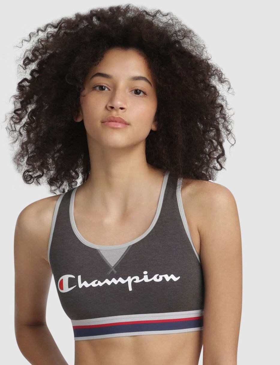 Sportovní podprsenka CHAMPION CROP TOP AUTHENTIC šedá tmavě Barva: Šedá - tmavě, Velikost: XL