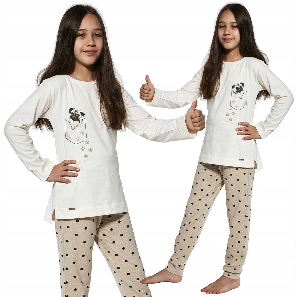 Dívčí pyžamo Cornette "PUG" Kids 382/134 Barva: Smetanová, Velikost: 98-104
