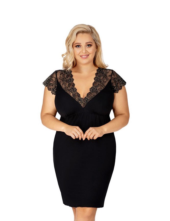 Noční košilka Donna Sharon Plus black Barva: Černá, Velikost: 5XL