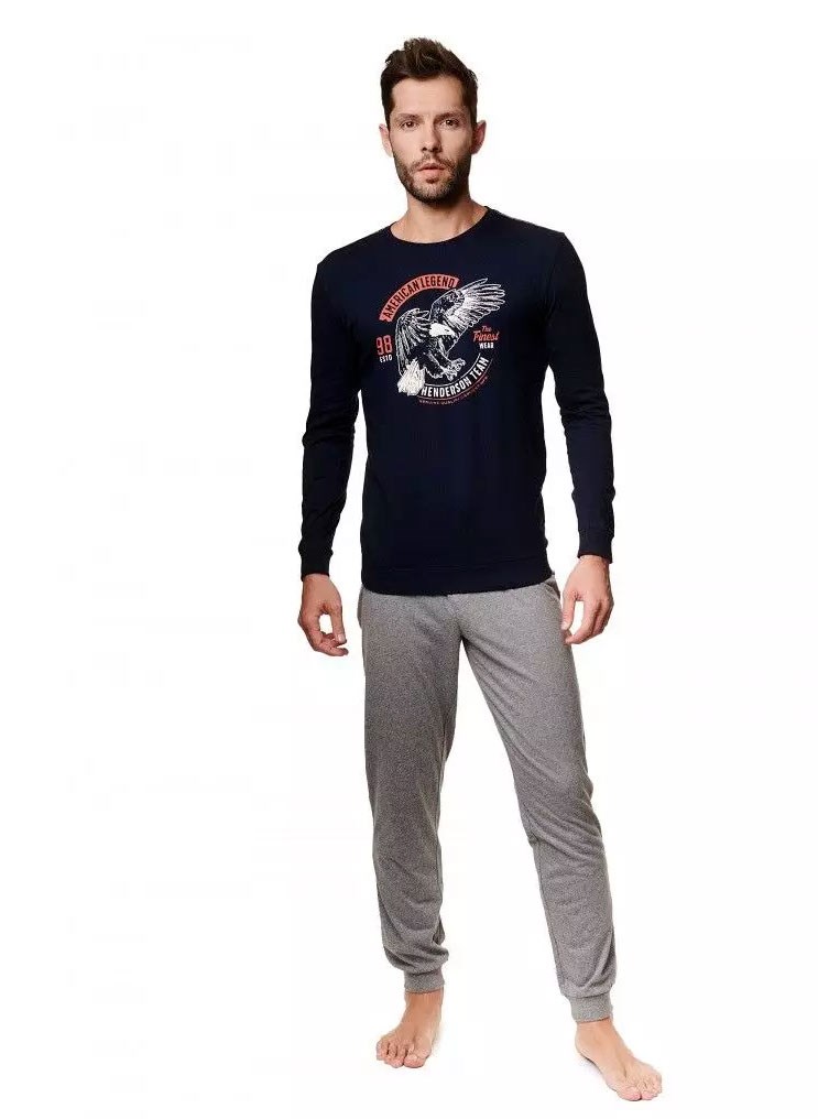 Pánské pyžamo Henderson Atlas 39252-59X Navy Barva: Modrá - tmavě, Velikost: 2XL