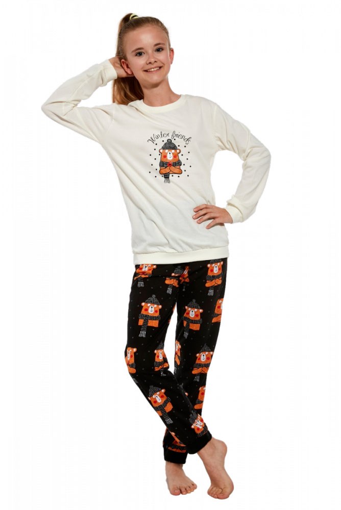 Dívčí pyžamo Cornette Winter Bear 594/160 Kids Barva: Smetanová, Velikost: 122-128
