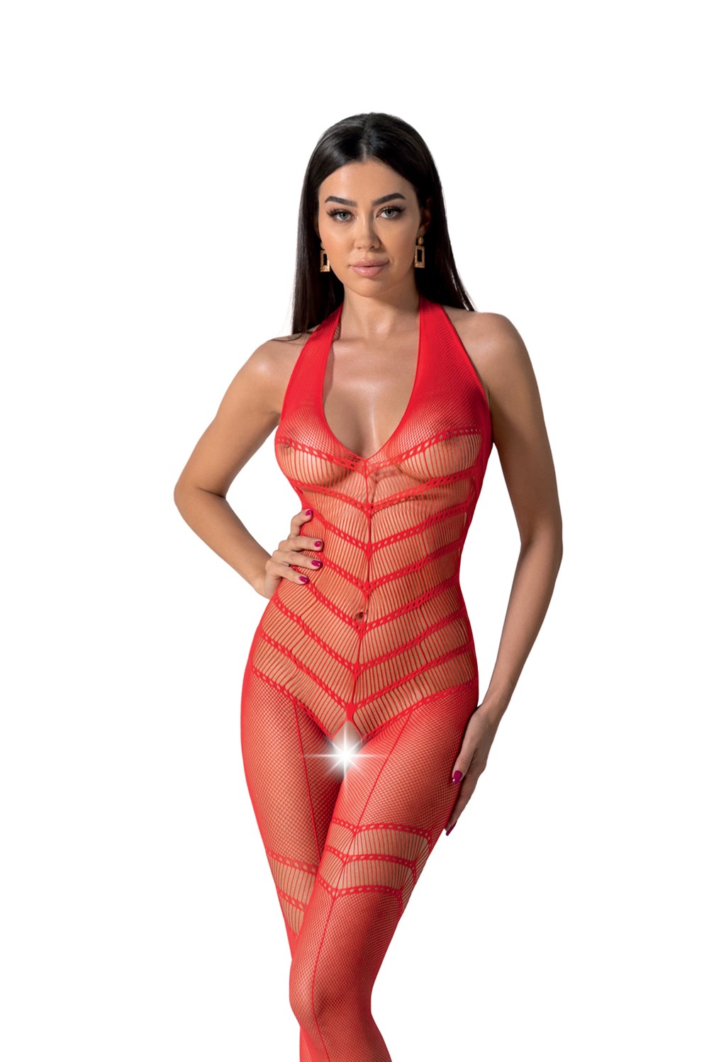 Passion BS100 red - Bodystocking Barva: Červená, Velikost: S/L