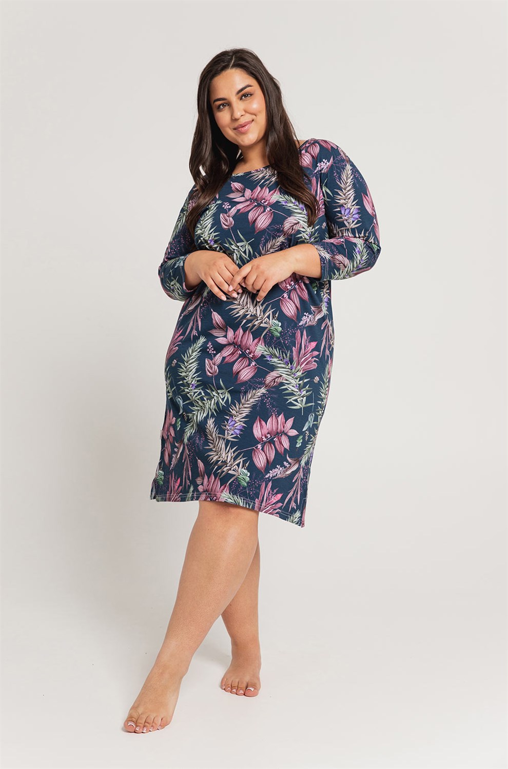 Dámská 3/4 noční košile Taro Vivian 3014 Barva: Modrá, Velikost: 2XL