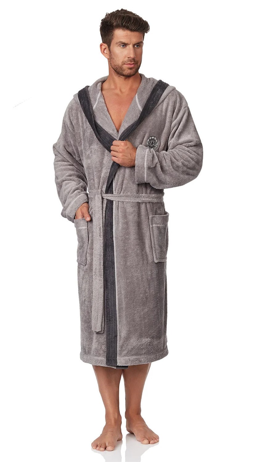 L&L Pánský župan L and L George šedý Barva: Šedá, Velikost: XL