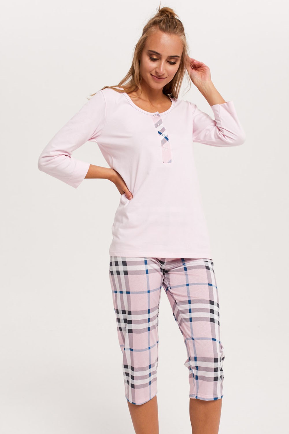 Dámské pyžamo Italian Fashion Josmi r.3/4 sp.3/4 - výprodej Barva: Růžová, Velikost: M