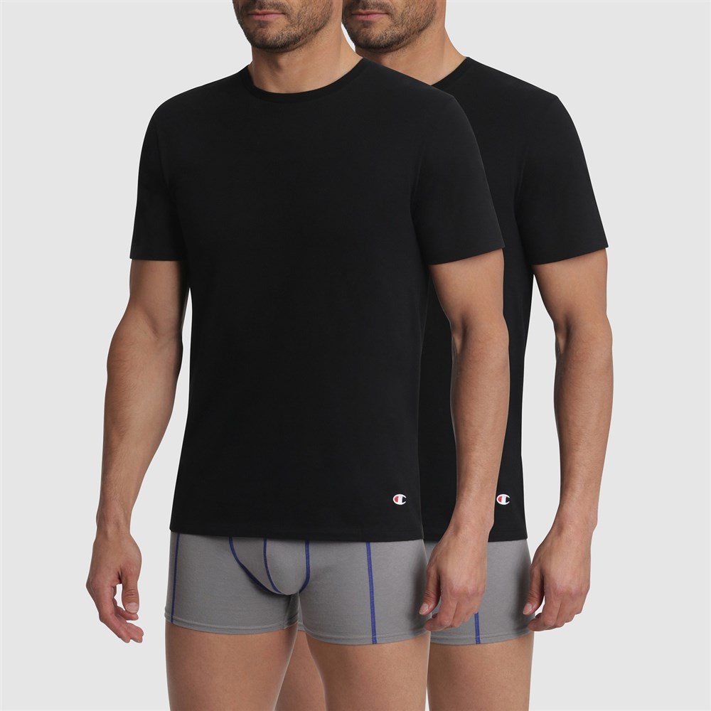 Pánské tričko CHAMPION T-SHIRT CREW NECK 2 kusy černé Barva: Černá, Velikost: S