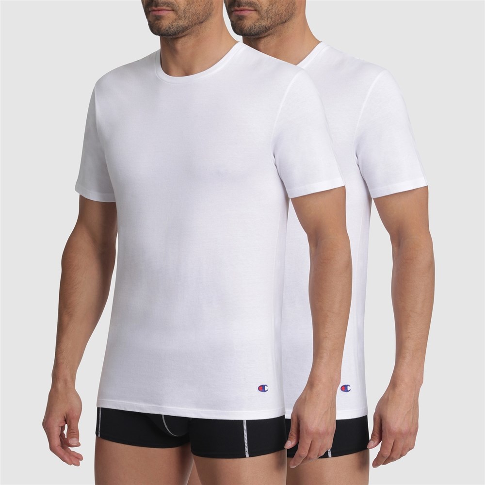Pánské tričko CHAMPION T-SHIRT CREW NECK 2 kusy bílé Barva: Bílá, Velikost: S