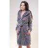 Dámský župan krátký s kapucí Monika (Barva Šedá, Velikost S)