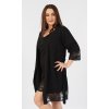 Dámský župan s noční košilí na ramínka Laura (Barva Černá, Velikost XL)