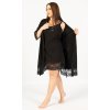 Dámský župan s noční košilí na ramínka Laura (Barva Černá, Velikost XL)