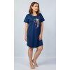 Dámská noční košile s krátkým rukávem Peříčko (Barva Modrá - tmavě, Velikost 2XL)