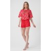 Dámské pyžamo šortky Mon amour (Barva Červená, Velikost XL)