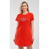 Dámská noční košile s krátkým rukávem Koruna (Barva Červená, Velikost S)