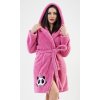 Dámský župan krátký s kapucí Panda (Barva Růžová - tmavě, Velikost M)