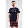 Pánské pyžamo šortky Old bike (Barva Modrá - tmavě, Velikost S)