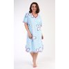 Dámská noční košile s krátkým rukávem Veronika (Barva Modrá - světle, Velikost XL)