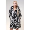 Dámský župan krátký s kapucí Zebra (Barva Černá, Velikost S)