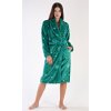 Dámský župan dlouhý se šálovým límcem Vločky (Barva Zelená, Velikost S)