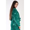 Dámský župan dlouhý se šálovým límcem Vločky (Barva Zelená, Velikost S)