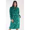 Dámský župan dlouhý se šálovým límcem Vločky (Barva Zelená, Velikost S)