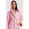 Dámský župan dlouhý s kapucí Barbora (Barva Růžová, Velikost L)