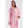 Dámský župan dlouhý s kapucí Barbora (Barva Růžová, Velikost L)