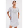 Dámské domácí šaty s krátkým rukávem Alžběta (Barva Šedá - světle, Velikost XL)