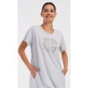 Dámské domácí šaty s krátkým rukávem Alžběta (Barva Šedá - světle, Velikost XL)