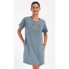 Dámské domácí šaty s krátkým rukávem Alžběta (Barva Šedá - světle, Velikost XL)