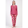 Dámské pyžamo dlouhé Pink bear (Barva Růžová - tmavě, Velikost S)