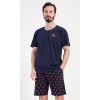 Pánské pyžamo šortky Rudolf (Barva Modrá - tmavě, Velikost M)