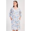 Dámské domácí šaty s tříčtvrtečním rukávem Karolína (Barva Modrá - světle, Velikost XL)