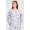 Dámské domácí šaty s tříčtvrtečním rukávem Karolína (Barva Modrá - světle, Velikost XL)