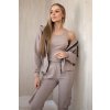 Dámský komplet Belle - mikina + top + tepláky (Velikost UNI, Barva Béžová)