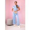 Viskózový komplet Blue - halenka + kalhoty (Velikost UNI, Barva Modrá - světle)