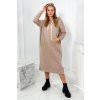 Dlouhé šaty Ophe s kapucí (Velikost UNI, Barva Béžová)