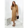 Dlouhé šaty Ophe s kapucí (Velikost UNI, Barva Béžová)